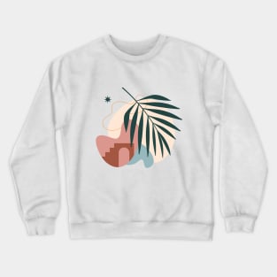 Organic Shapes with Palm Leaf - Modern Abstract Art Crewneck Sweatshirt